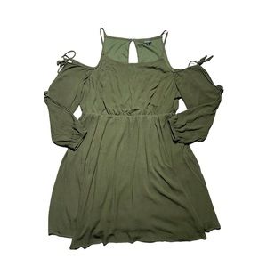 Torrid Dark Green Cold Shoulder Mini Dress 2X